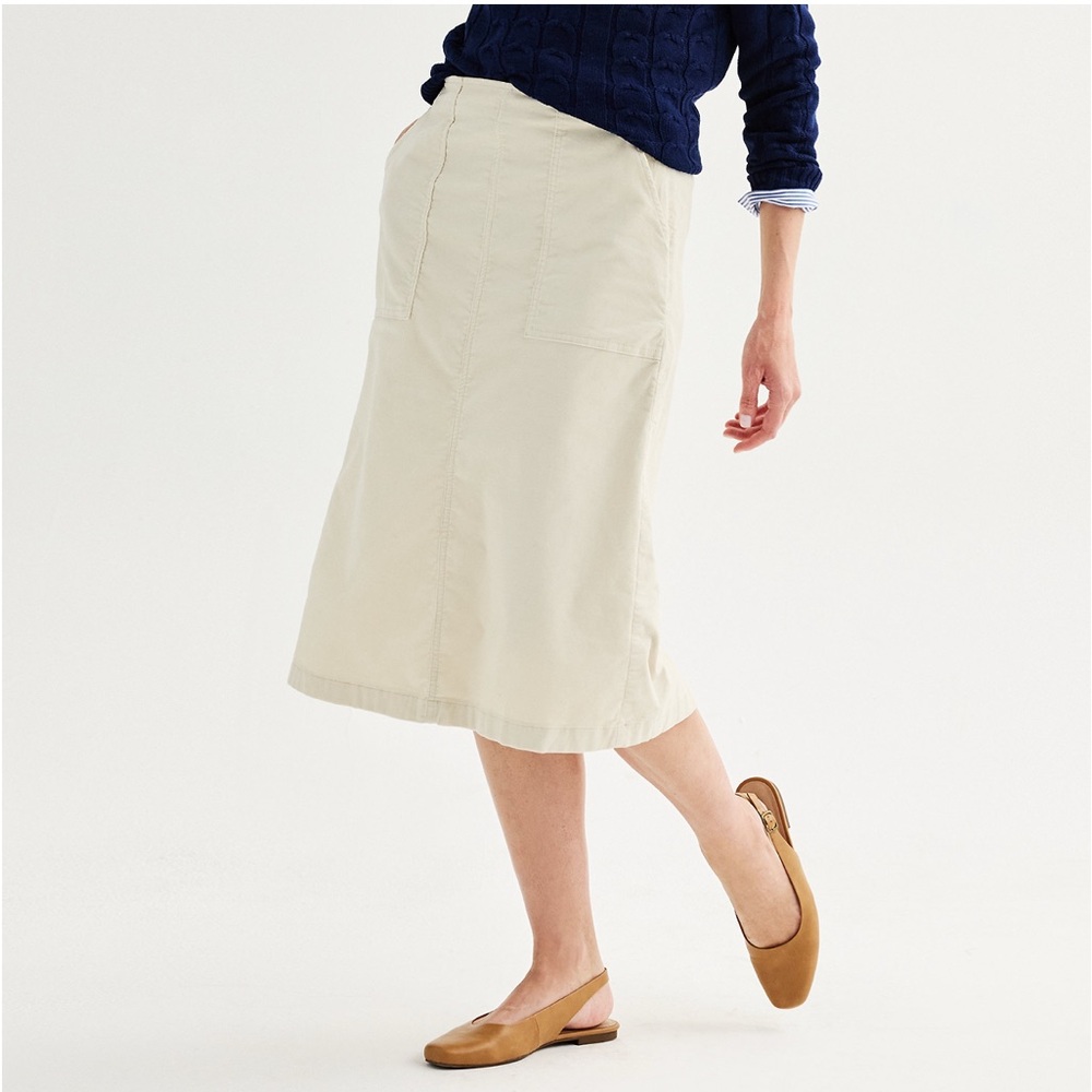 Croft & Barrow women’s beige corduroy structured midi skirt size XL